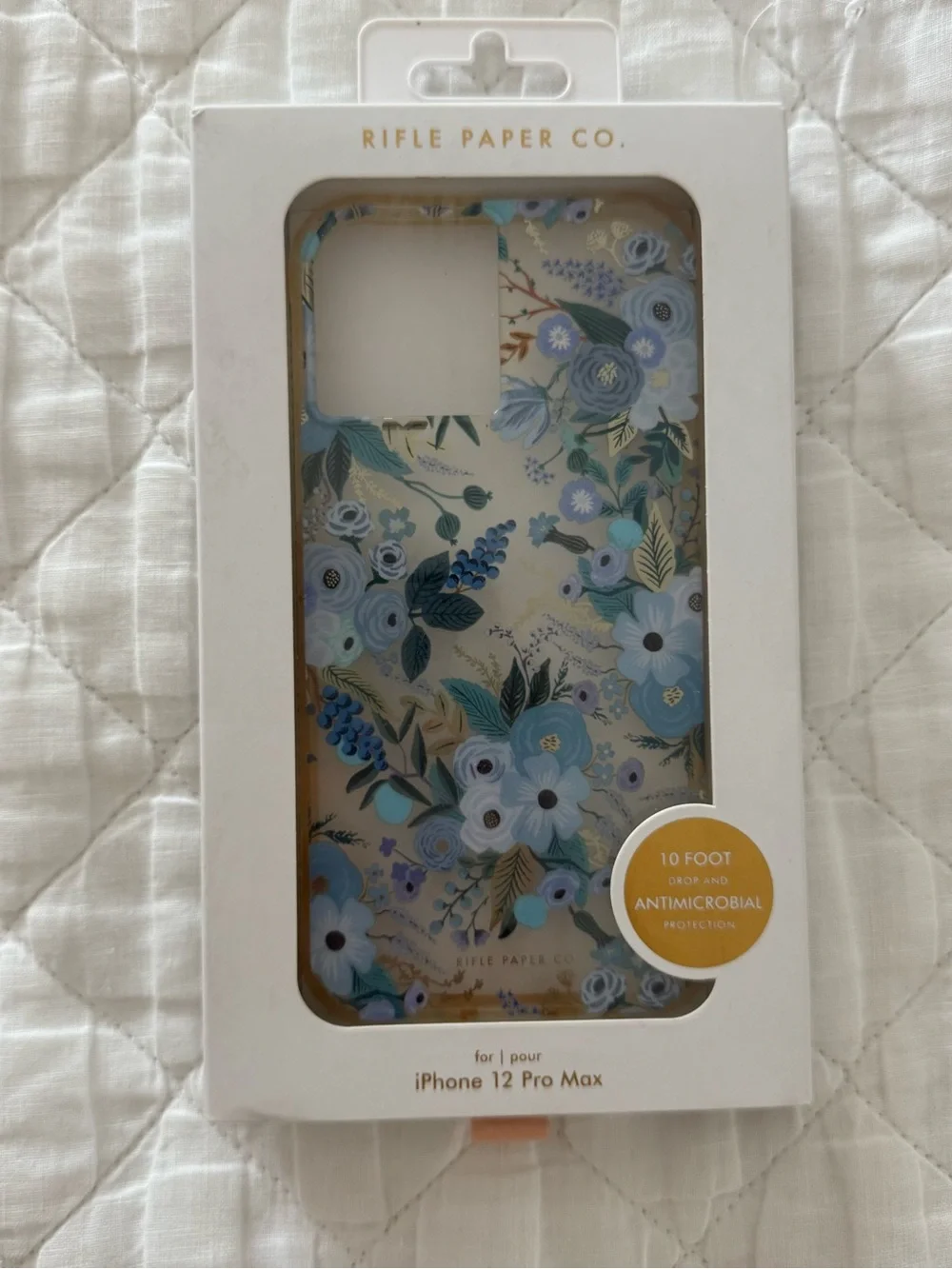 Rifle Paper Co. Blue Floral iPhone 12 Pro Max Case with Gold Accents